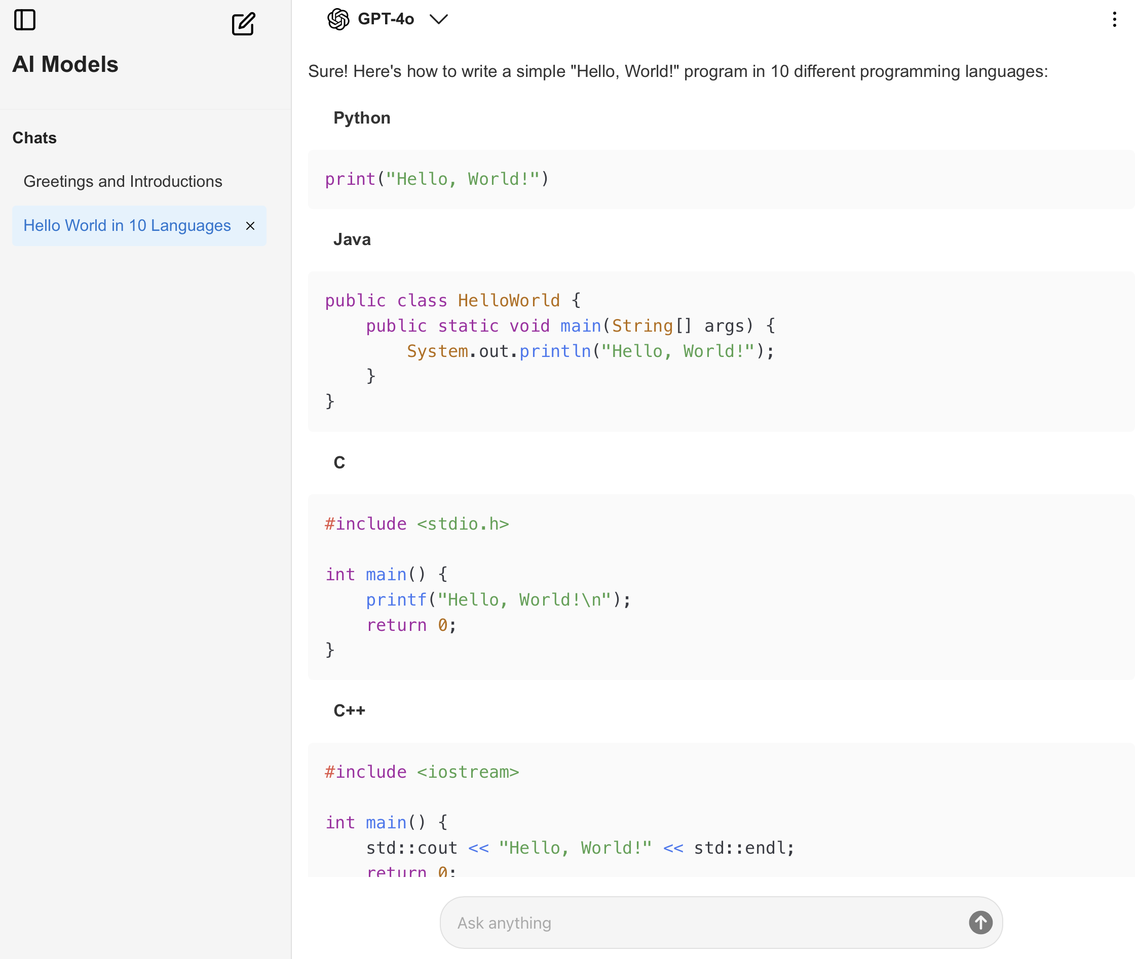 AI Assistant (Multi Model) screenshot